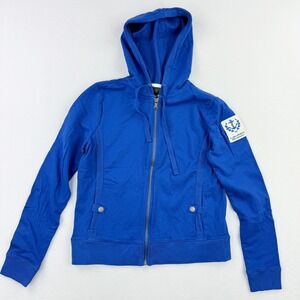Lauren Jeans Co. Full Zip Hoodie Anchor Patch Pockets‎ Blue Size SMALL Womens